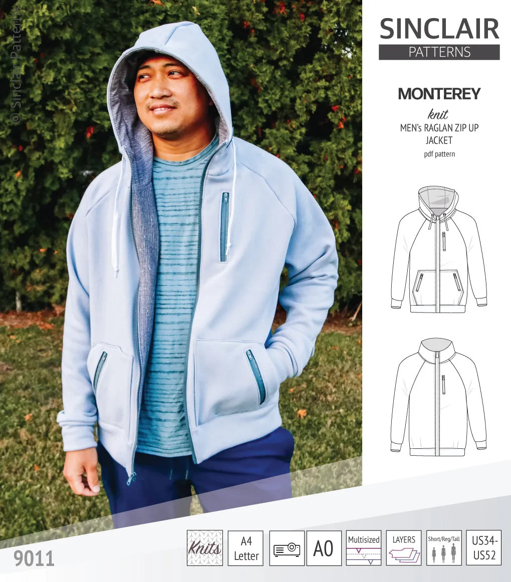 Monterey zippered knit raglan jacket for men (PDF)