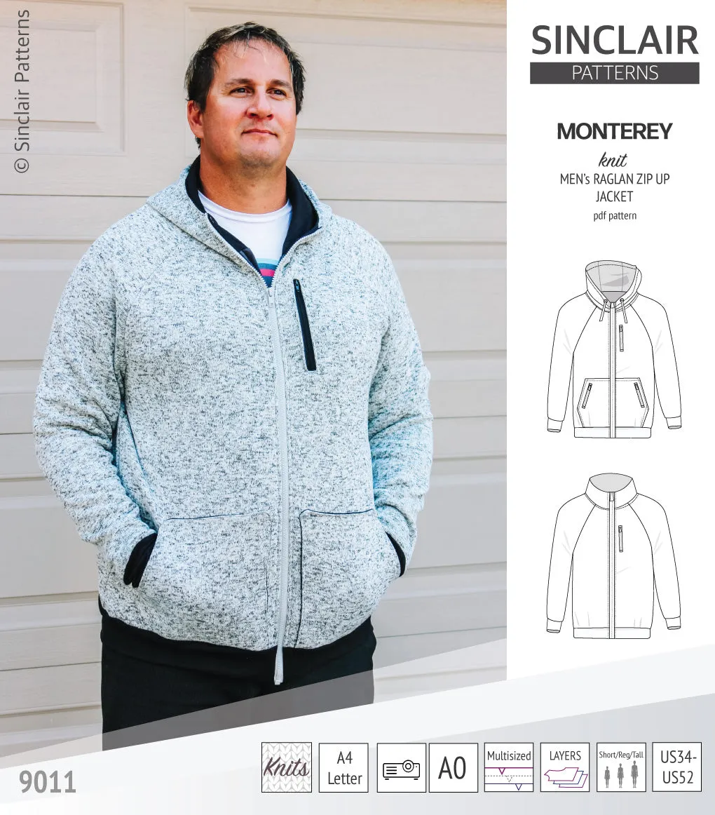 Monterey zippered knit raglan jacket for men (PDF)