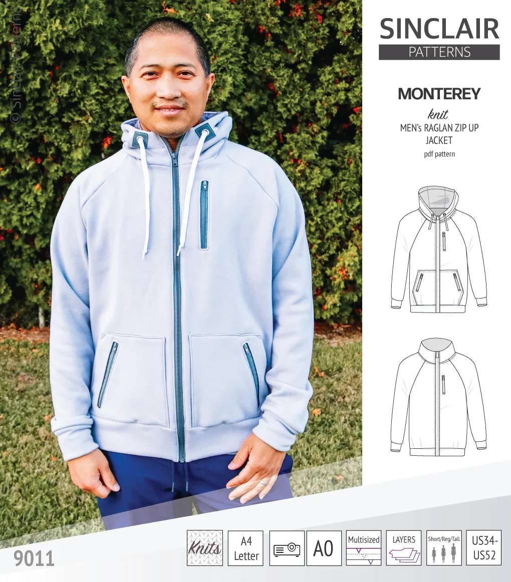 Monterey zippered knit raglan jacket for men (PDF)
