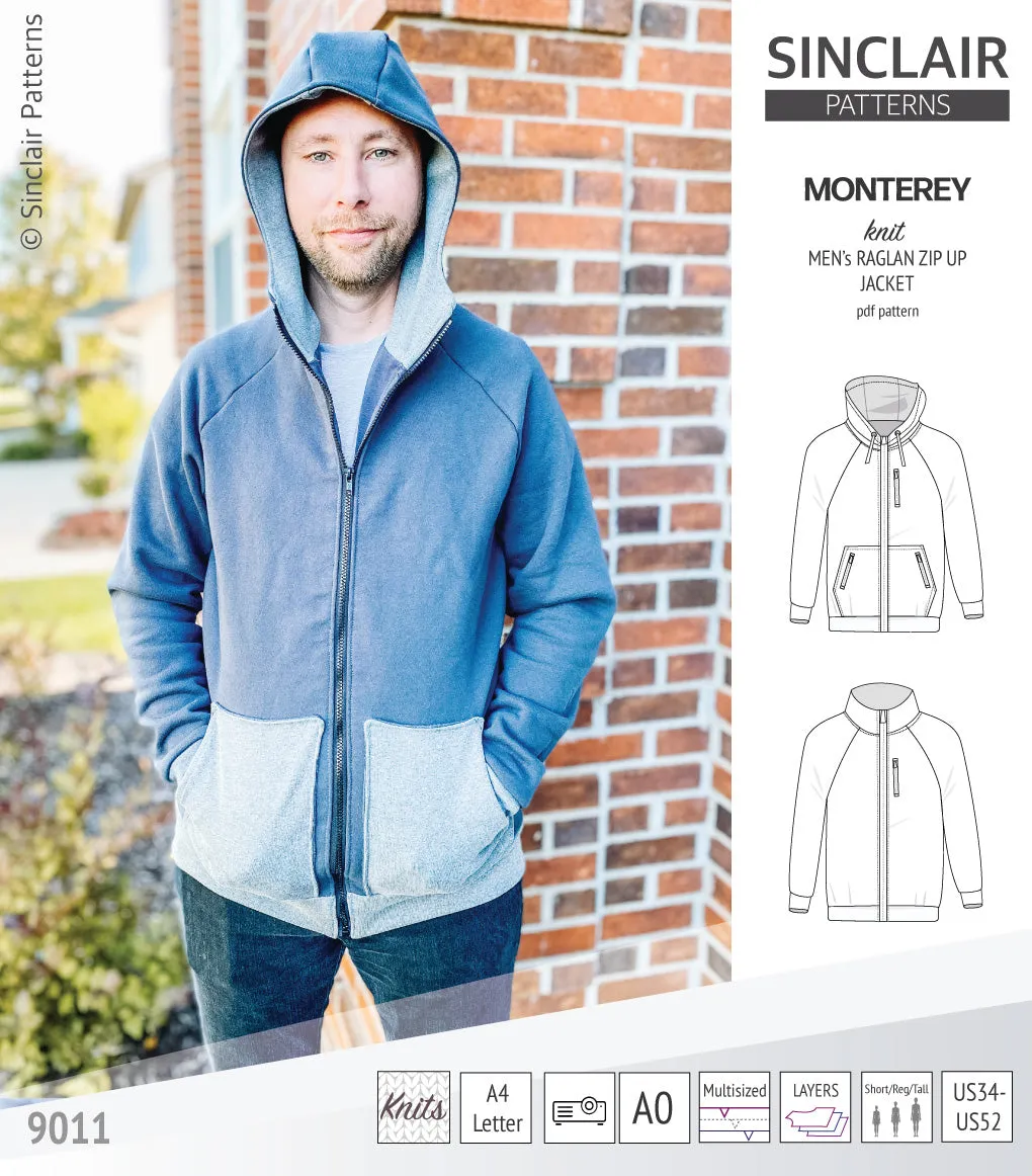 Monterey zippered knit raglan jacket for men (PDF)
