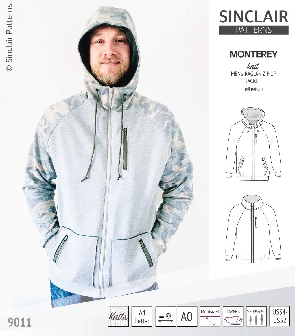 Monterey zippered knit raglan jacket for men (PDF)
