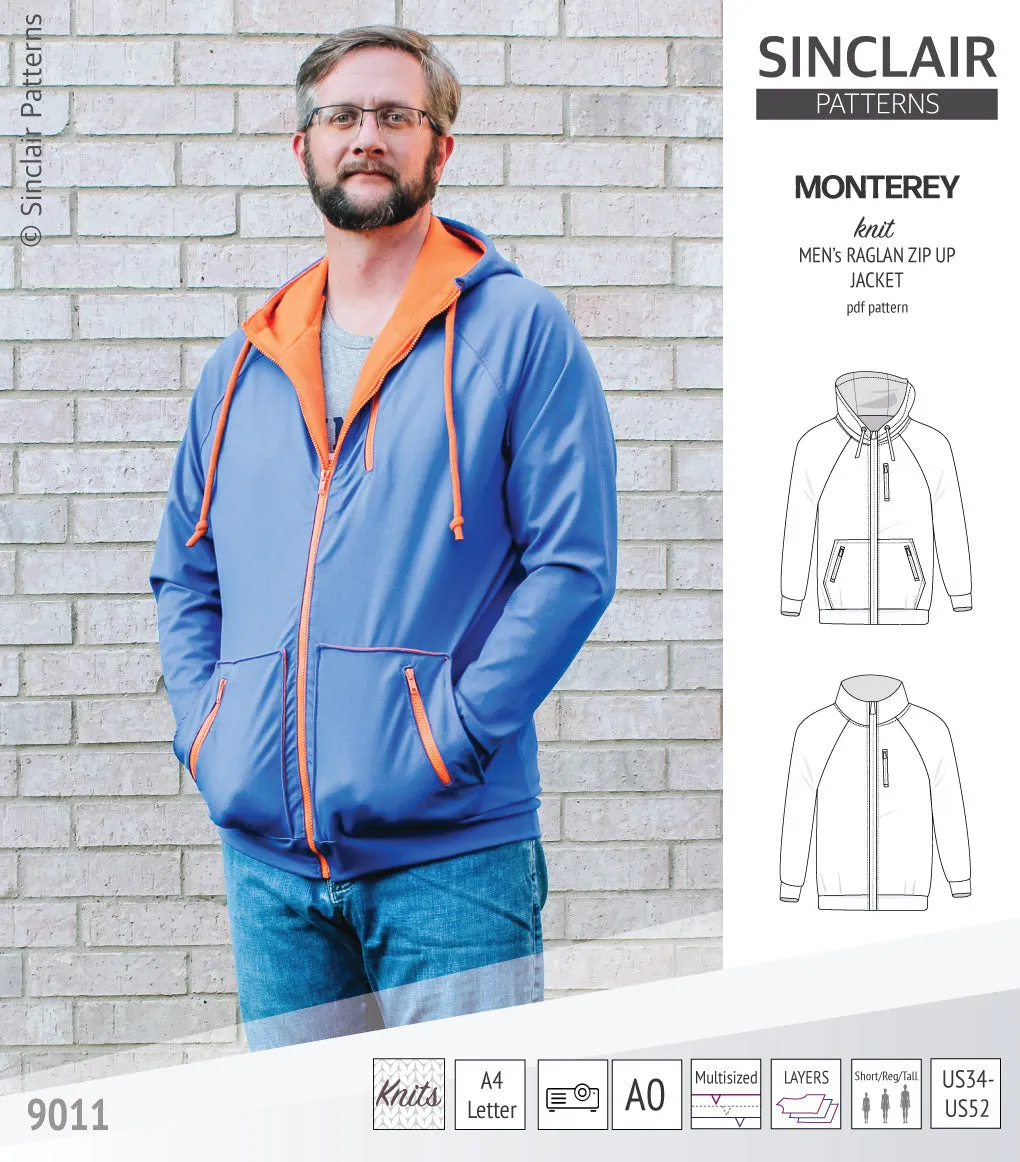 Monterey zippered knit raglan jacket for men (PDF)