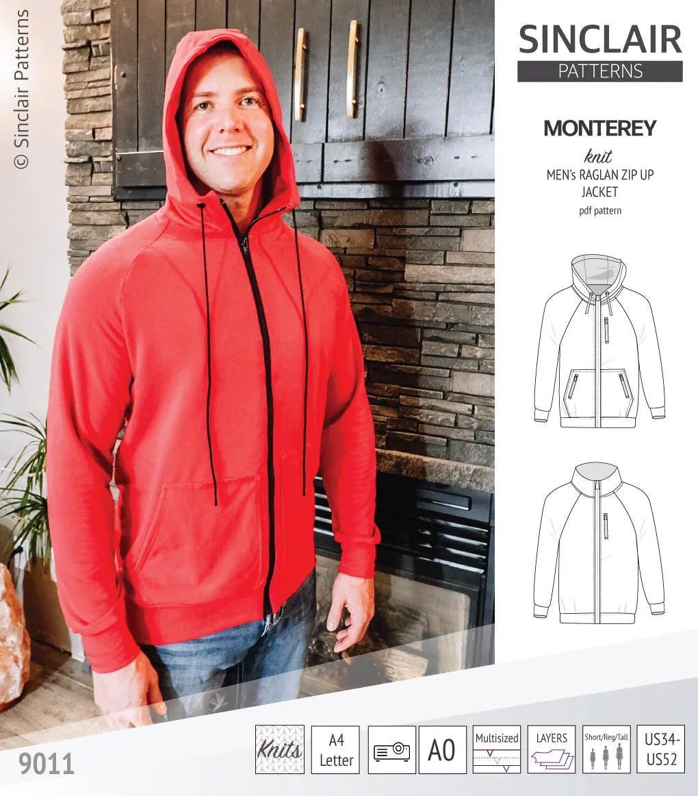 Monterey zippered knit raglan jacket for men (PDF)