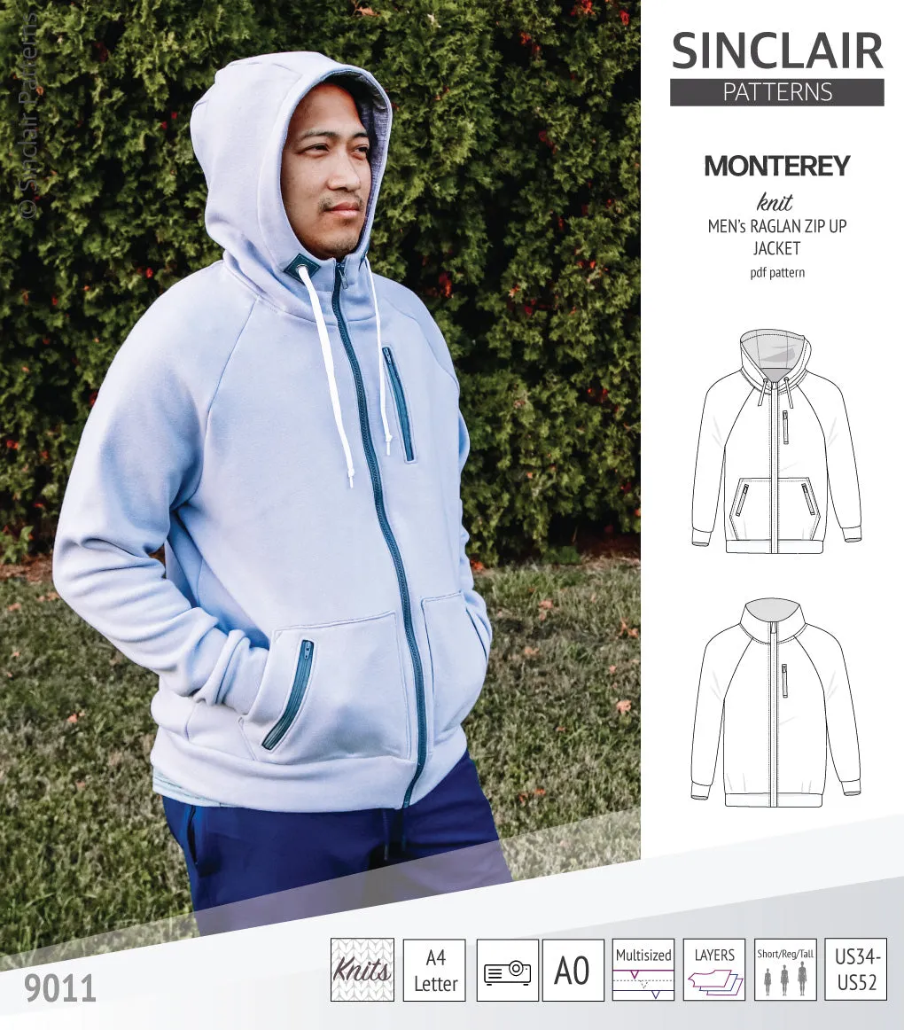 Monterey zippered knit raglan jacket for men (PDF)