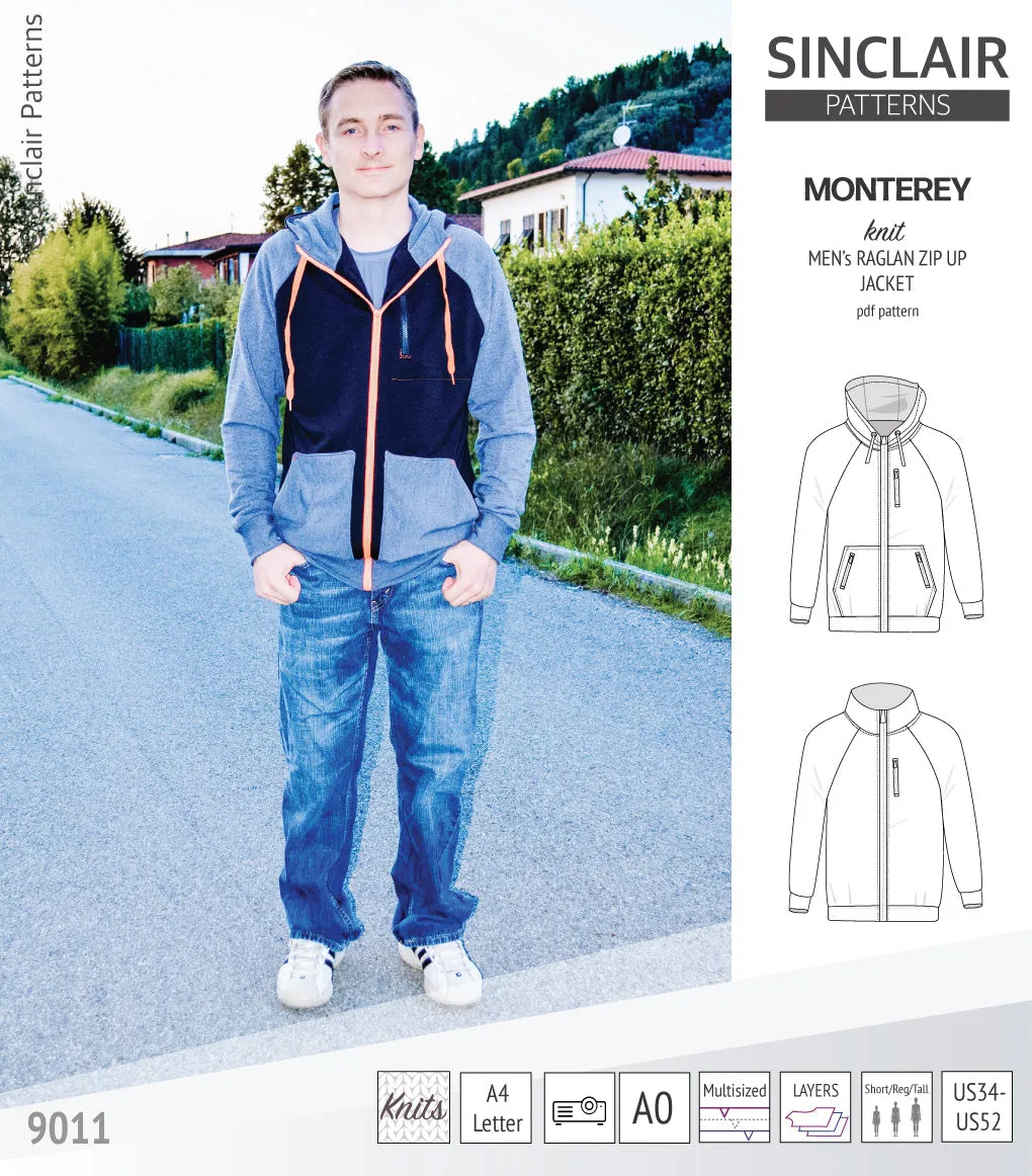 Monterey zippered knit raglan jacket for men (PDF)