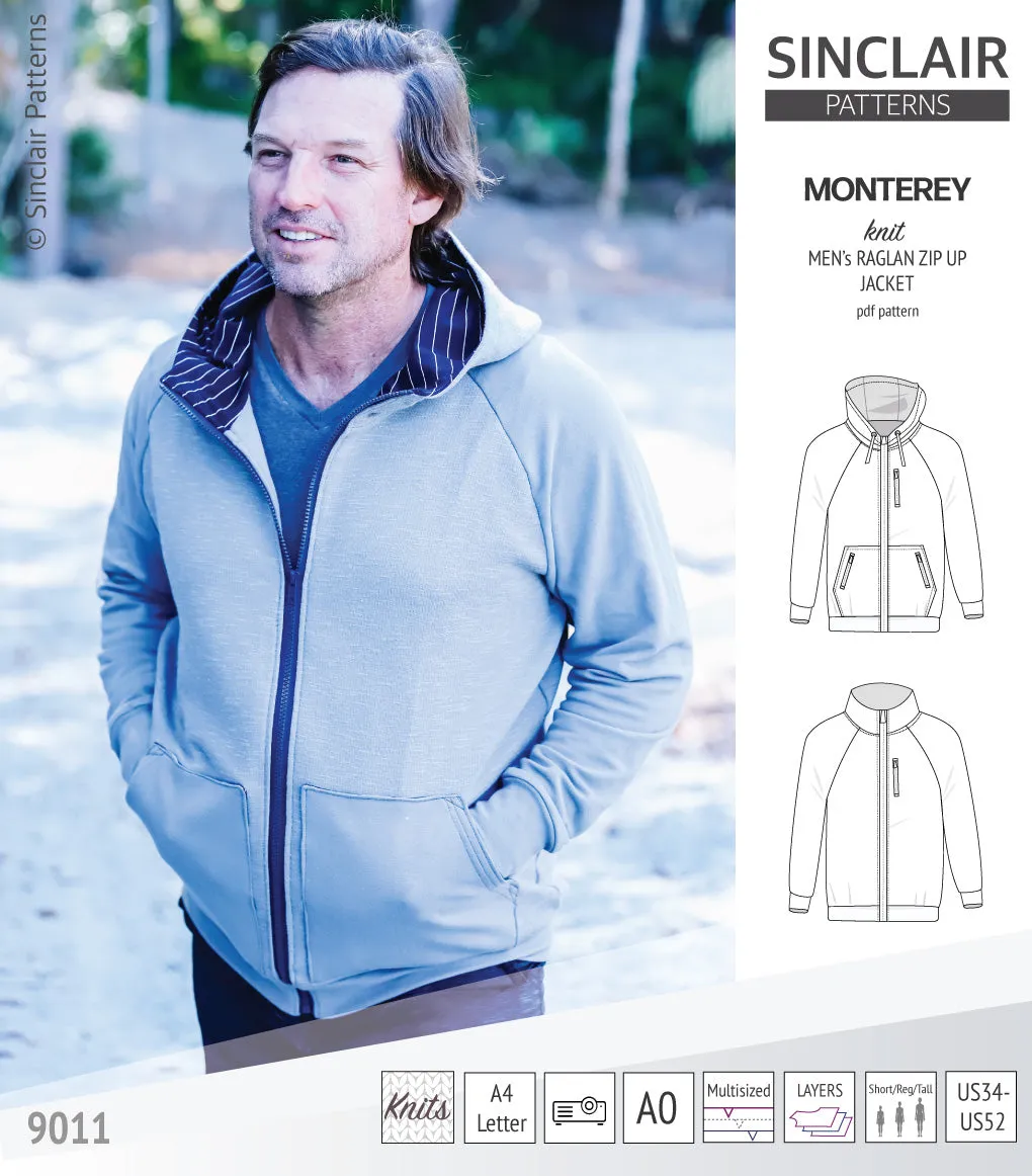 Monterey zippered knit raglan jacket for men (PDF)
