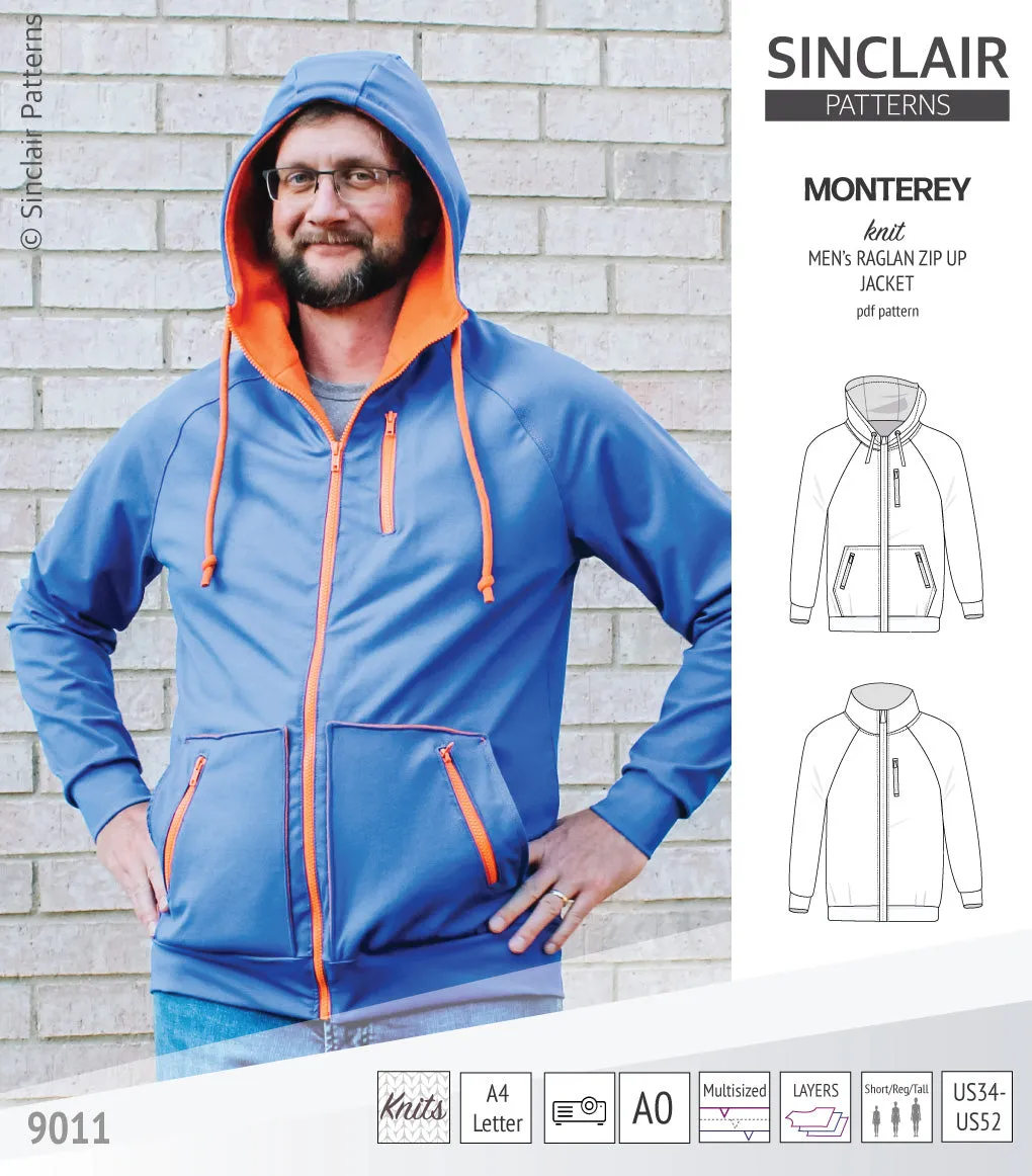 Monterey zippered knit raglan jacket for men (PDF)