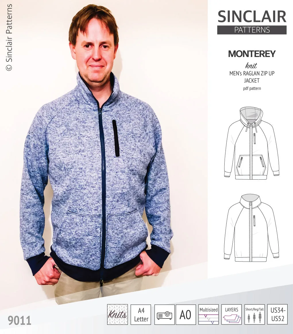 Monterey zippered knit raglan jacket for men (PDF)