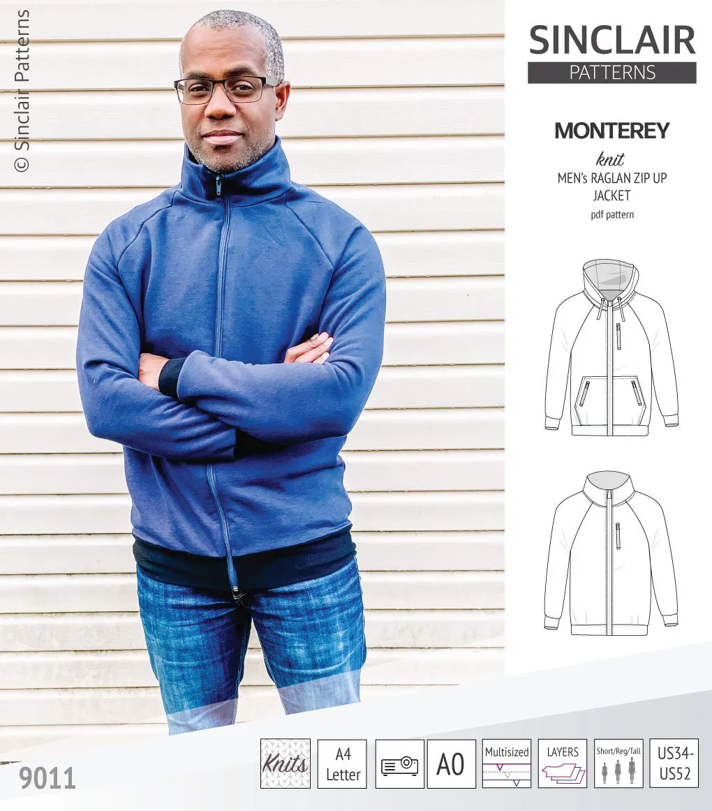 Monterey zippered knit raglan jacket for men (PDF)