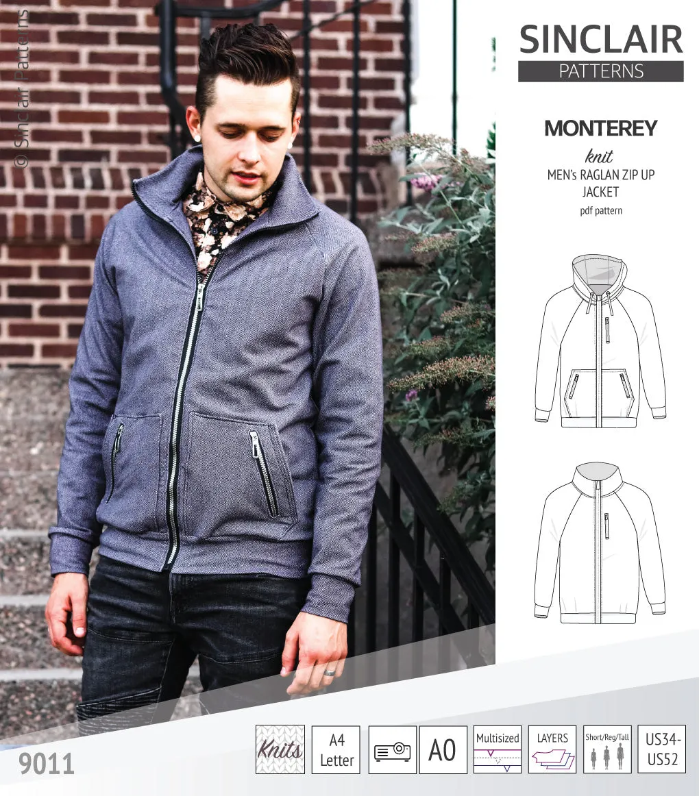 Monterey zippered knit raglan jacket for men (PDF)
