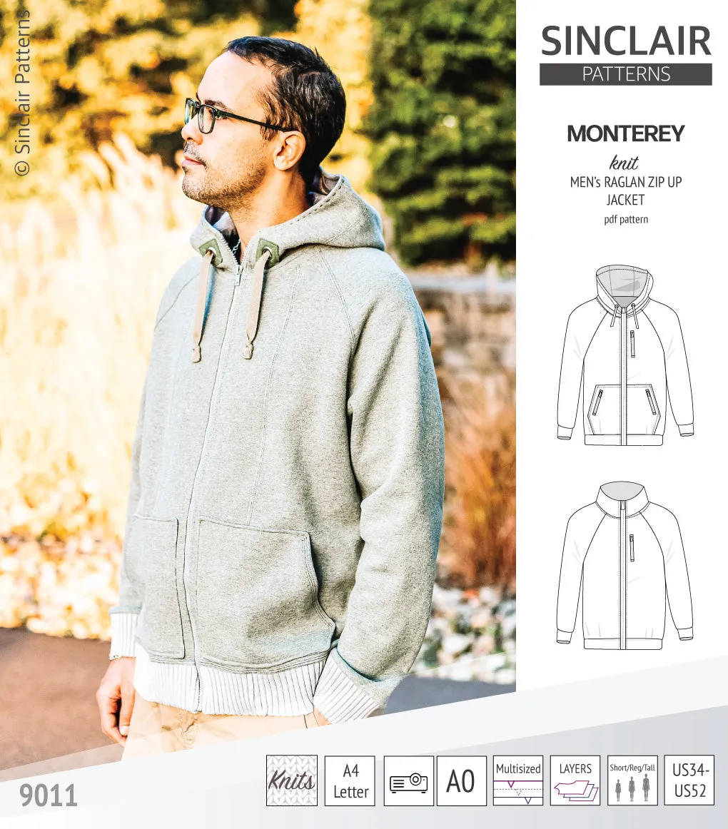 Monterey zippered knit raglan jacket for men (PDF)