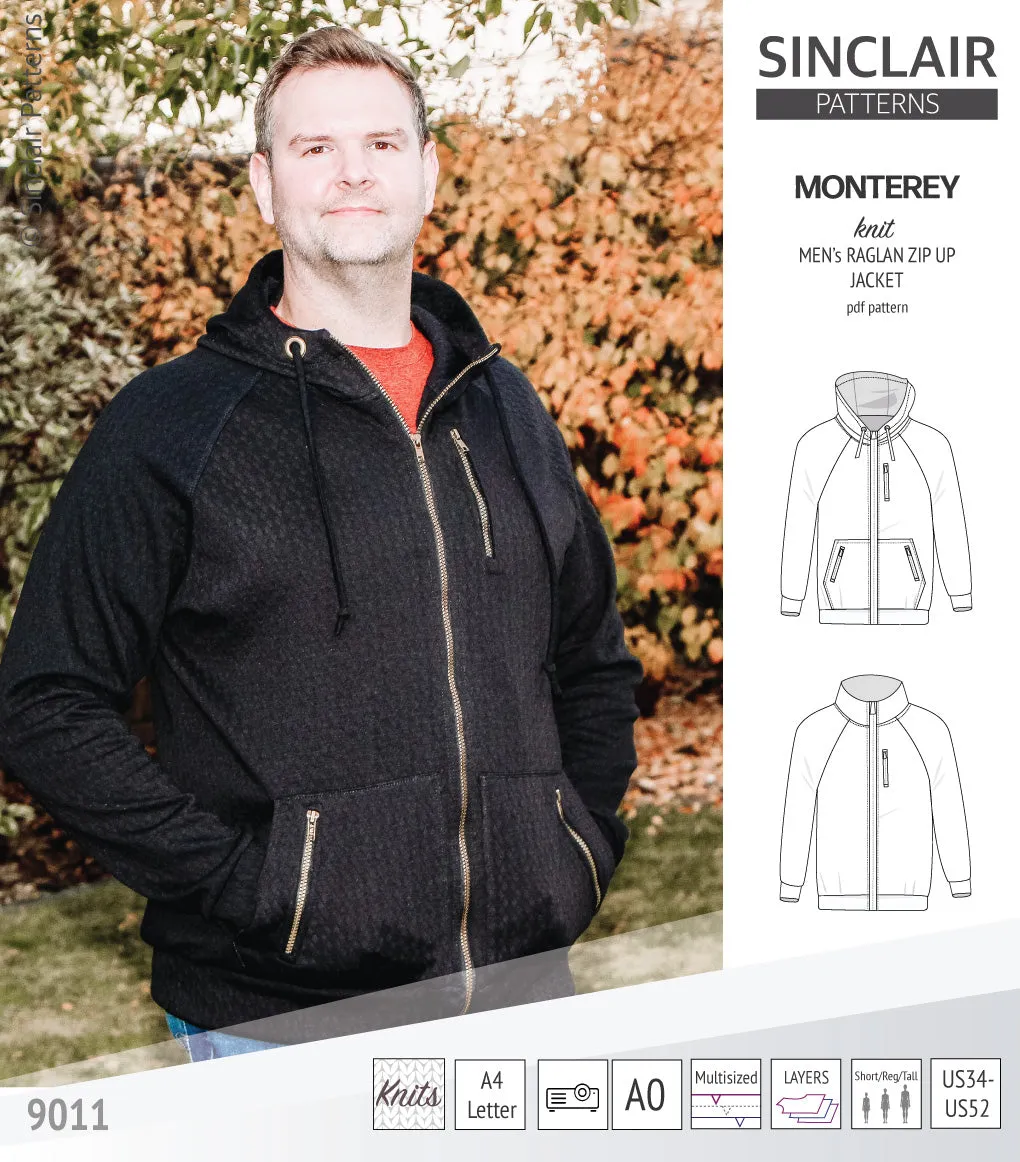 Monterey zippered knit raglan jacket for men (PDF)