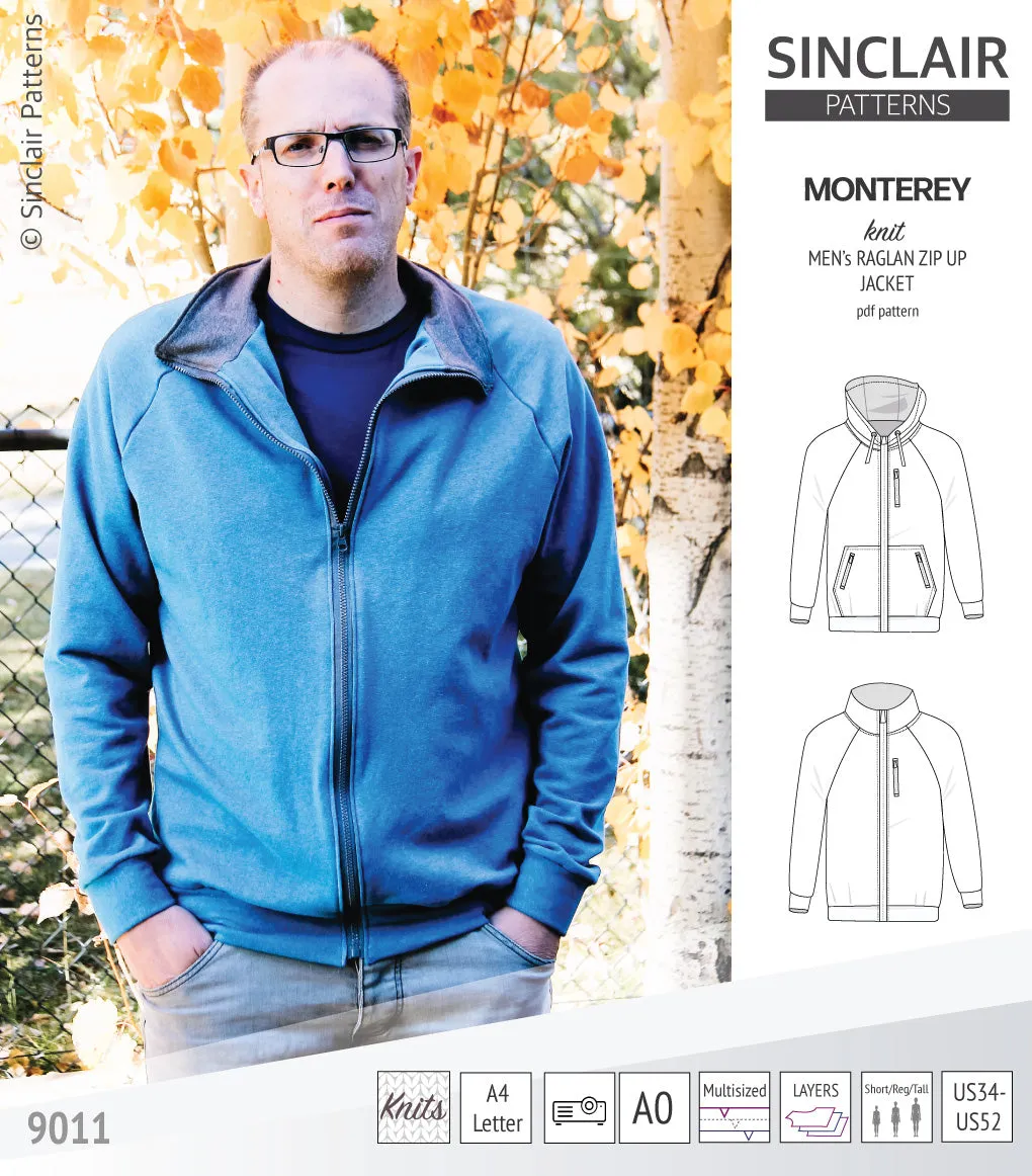 Monterey zippered knit raglan jacket for men (PDF)