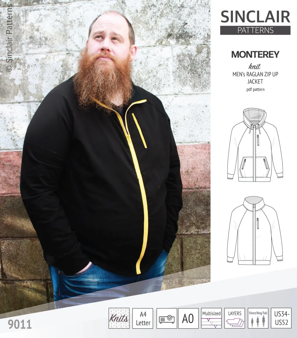 Monterey zippered knit raglan jacket for men (PDF)
