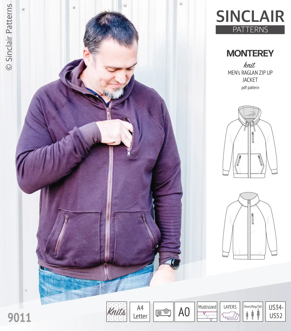 Monterey zippered knit raglan jacket for men (PDF)