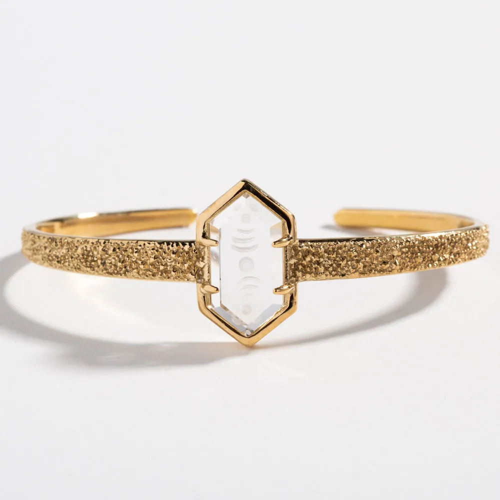 MOON PHASE CUFF | STERLING SILVER & ETCHED QUARTZ