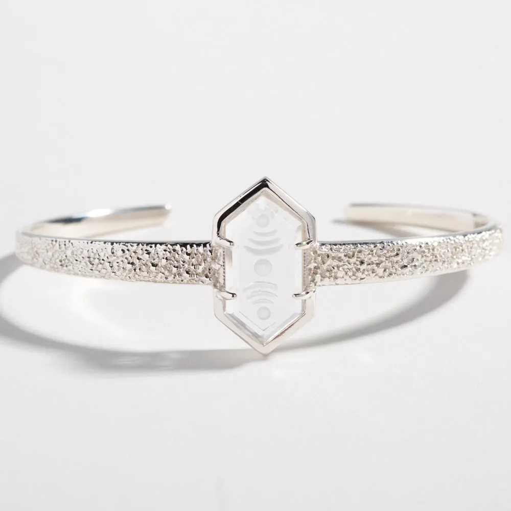 MOON PHASE CUFF | STERLING SILVER & ETCHED QUARTZ