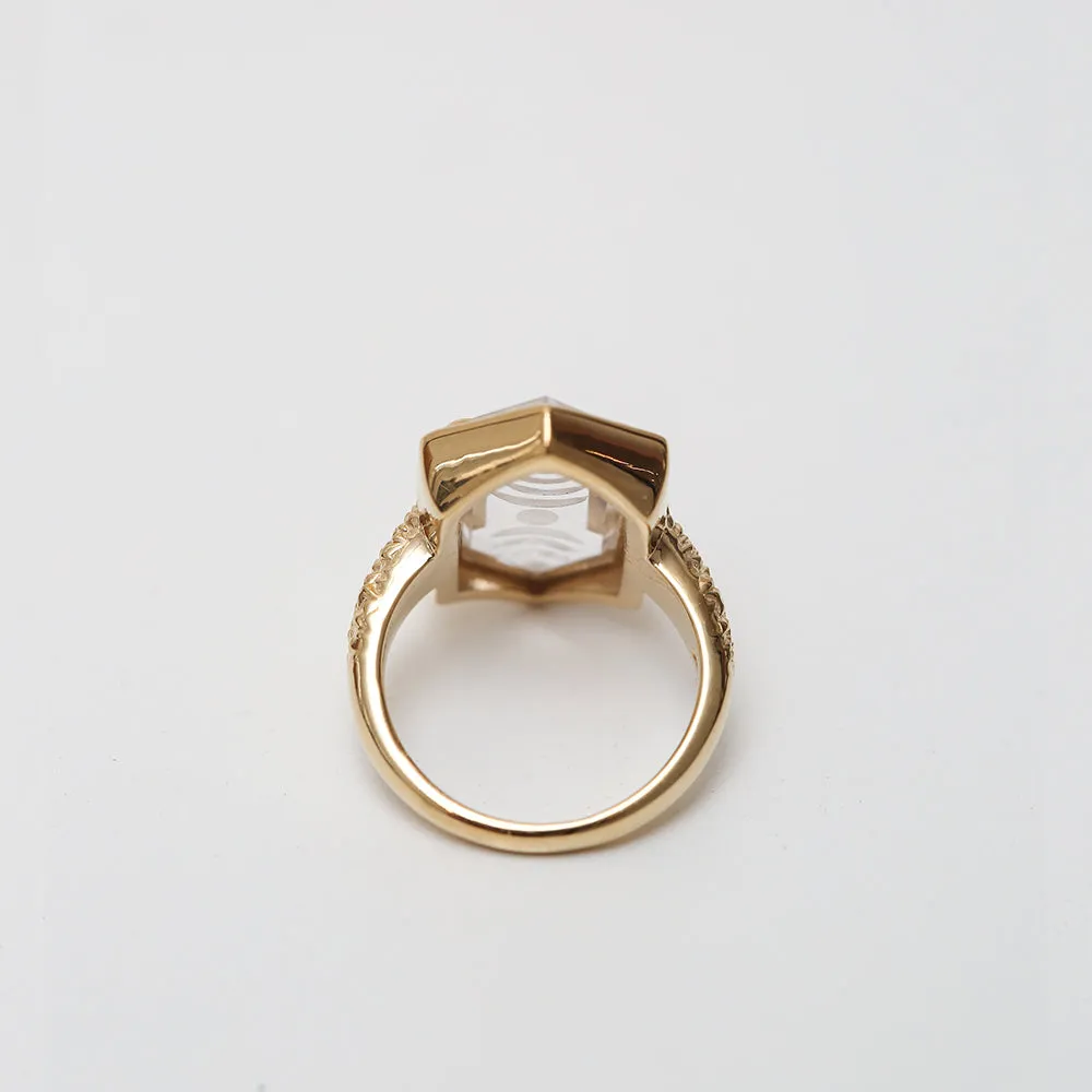MOON PHASE RING | 14K GOLD & QUARTZ