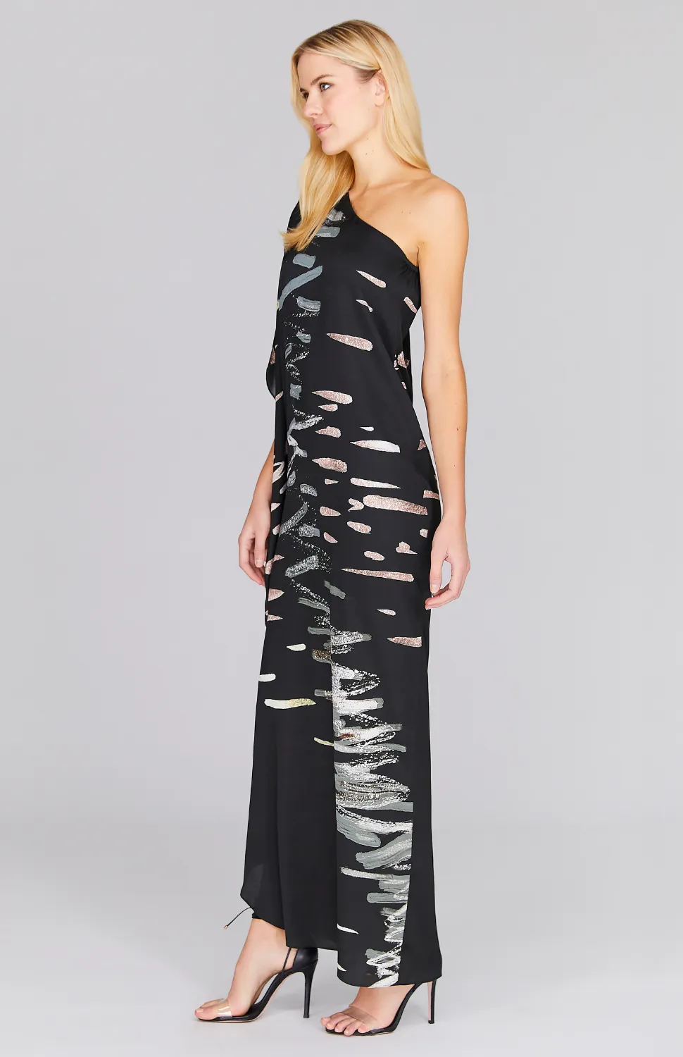 Moonlight Reflection One Shoulder Cascade Gown