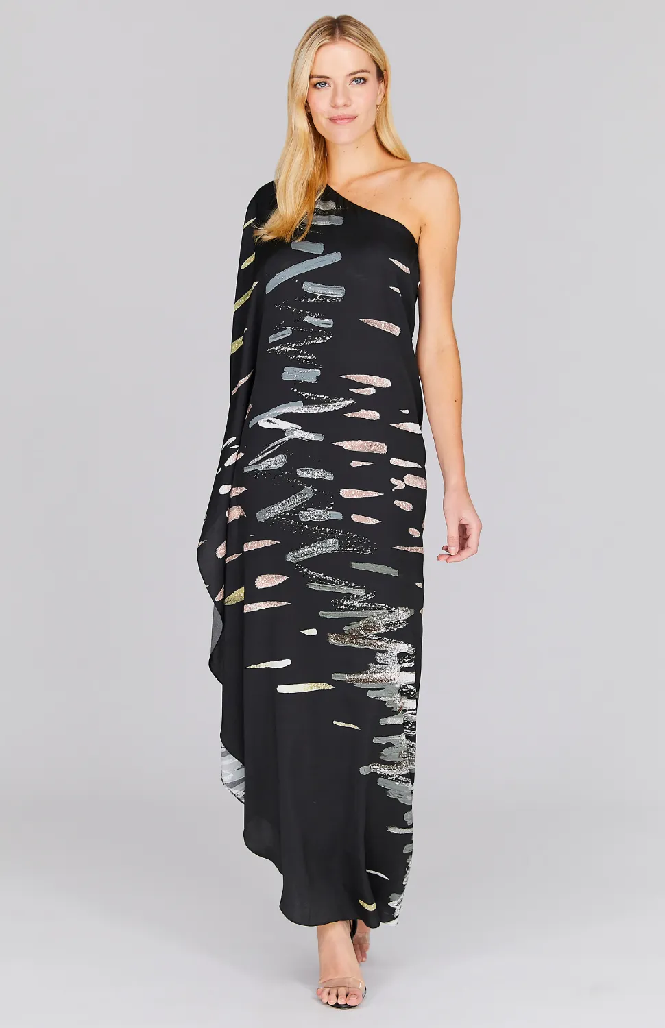 Moonlight Reflection One Shoulder Cascade Gown