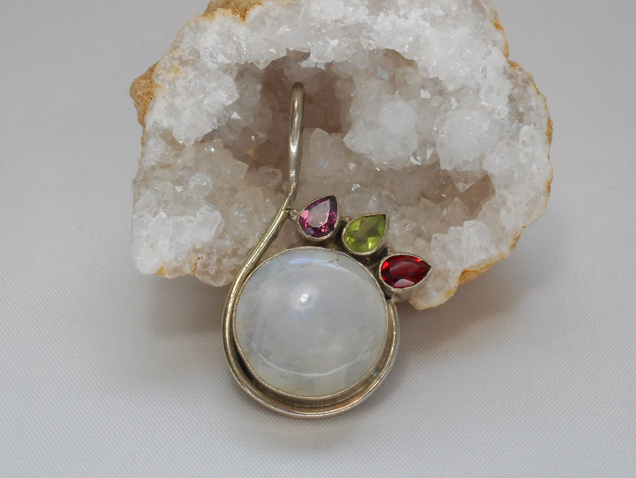 Moonstone Pendant 9 with Amethyst Quartz and Peridot