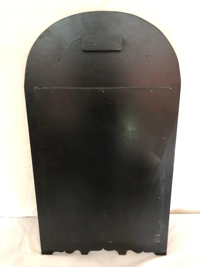 Moroccan Hand Painted Wall or Vanity Mirror in Black with Gold and Mustard