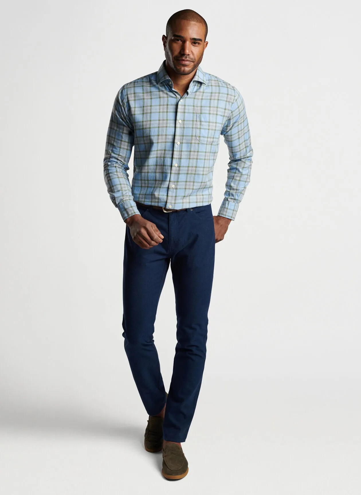 Mountainside Flannel Five-Pocket Pant - Atlantic Blue