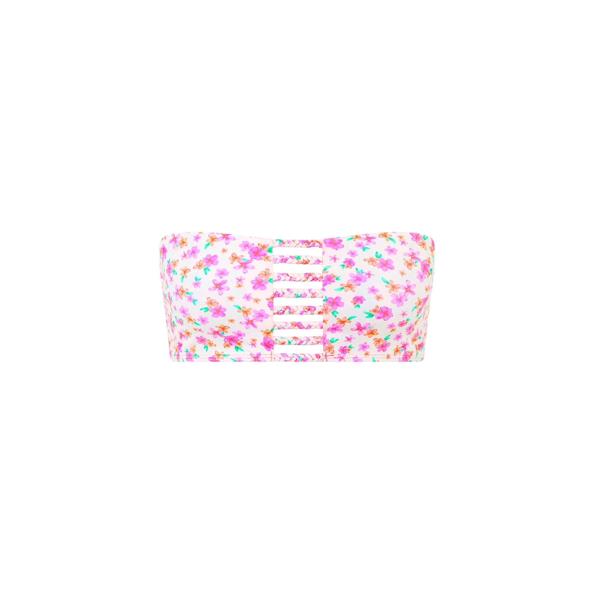 Multi Braided Bandeau Bikini Top - Flamingo Flora