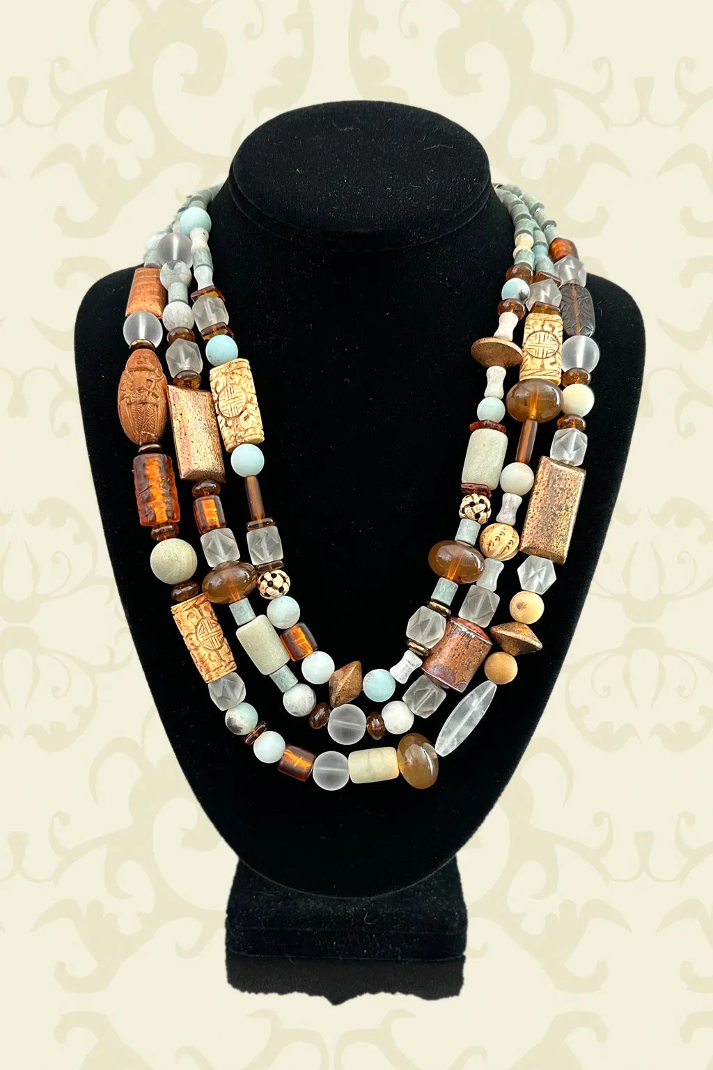 Multi-Strand Mixed-Bead Boho-Style Statement Necklace