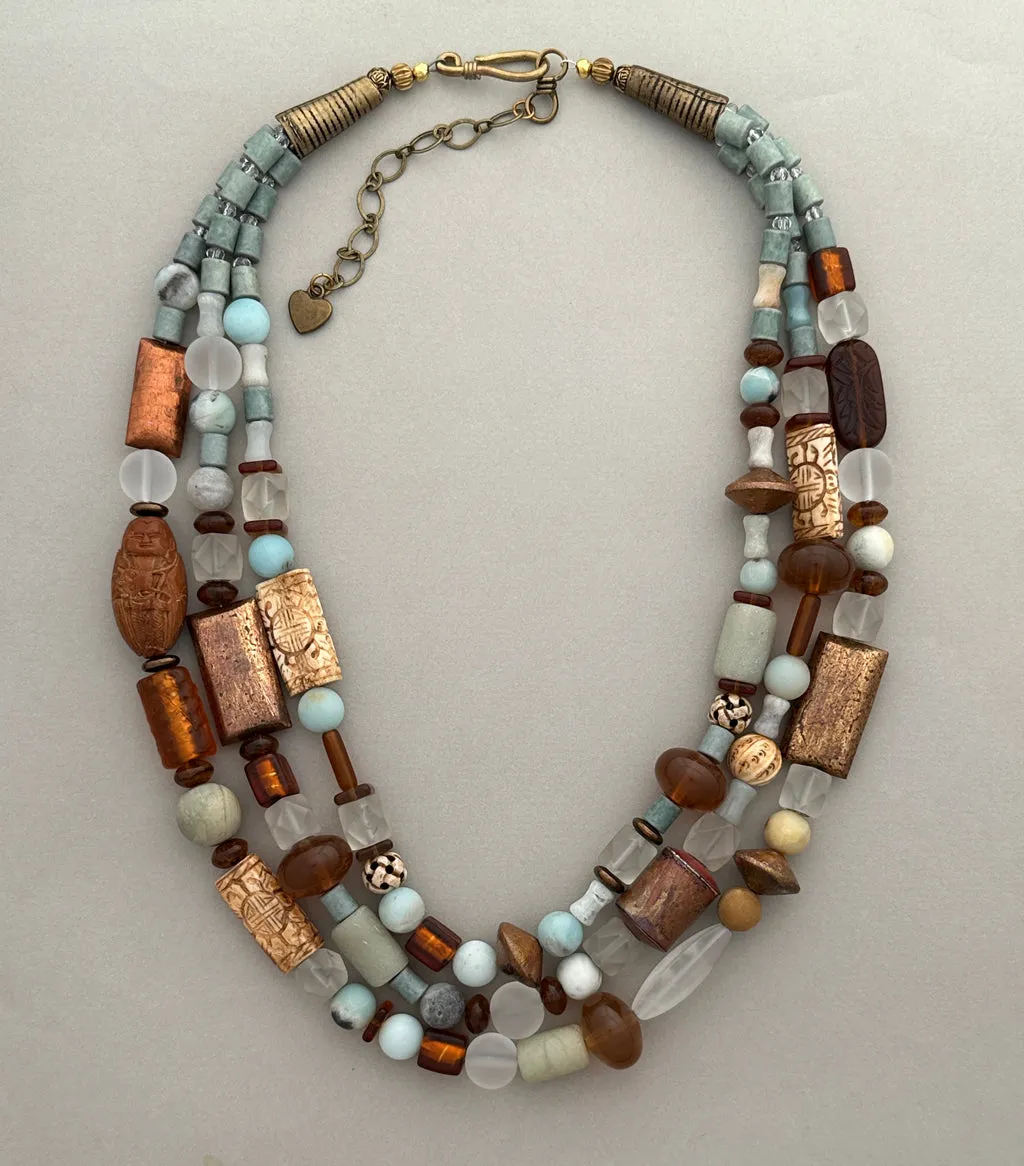Multi-Strand Mixed-Bead Boho-Style Statement Necklace