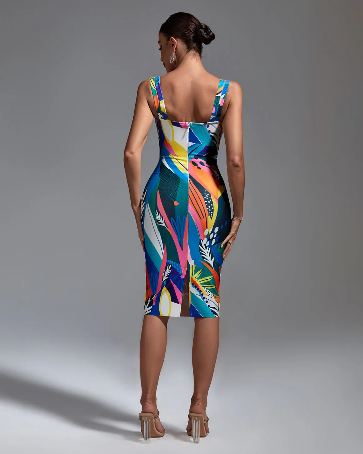 Multicolor Midi Bandage Dress