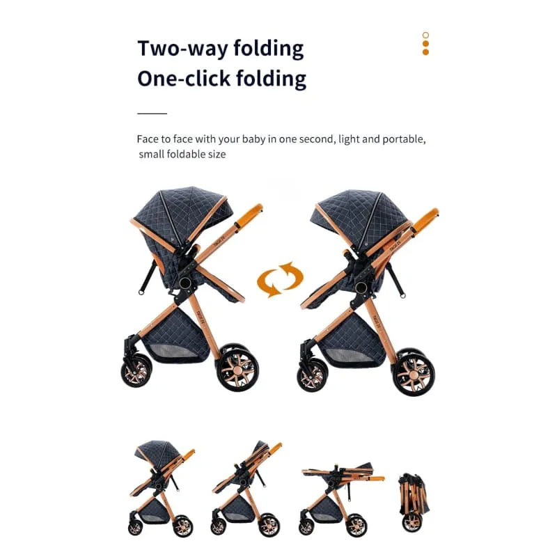 MZCV9Lux - High Landscape Reclining Foldable 3-in-1 Baby Stroller