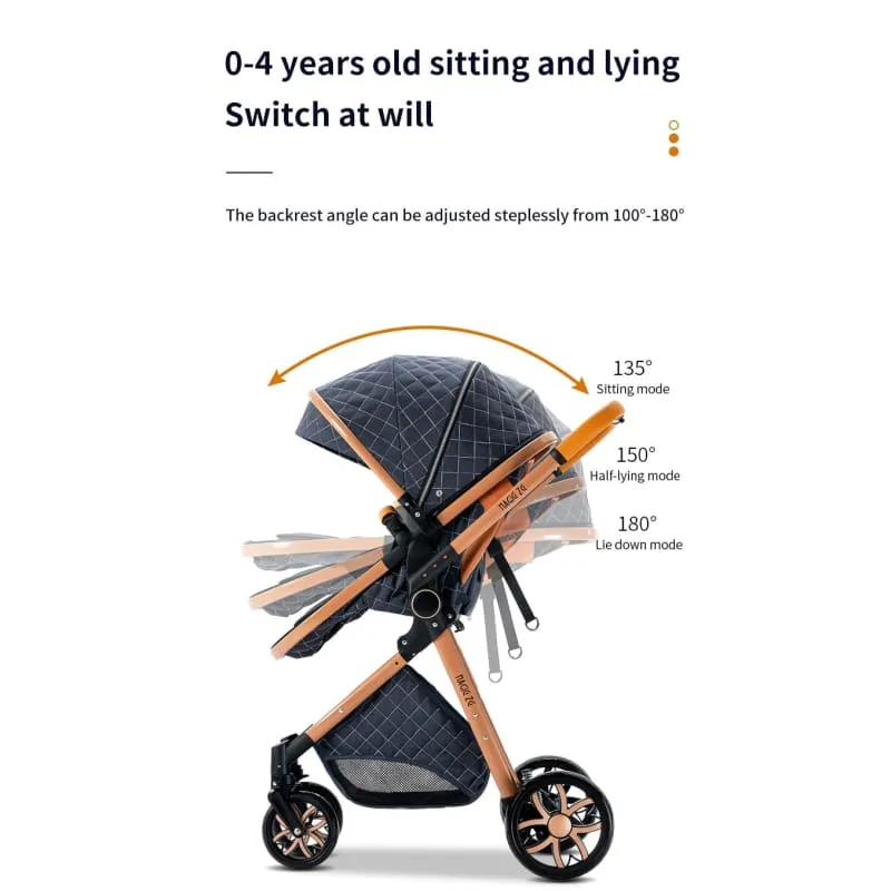 MZCV9Lux - High Landscape Reclining Foldable 3-in-1 Baby Stroller