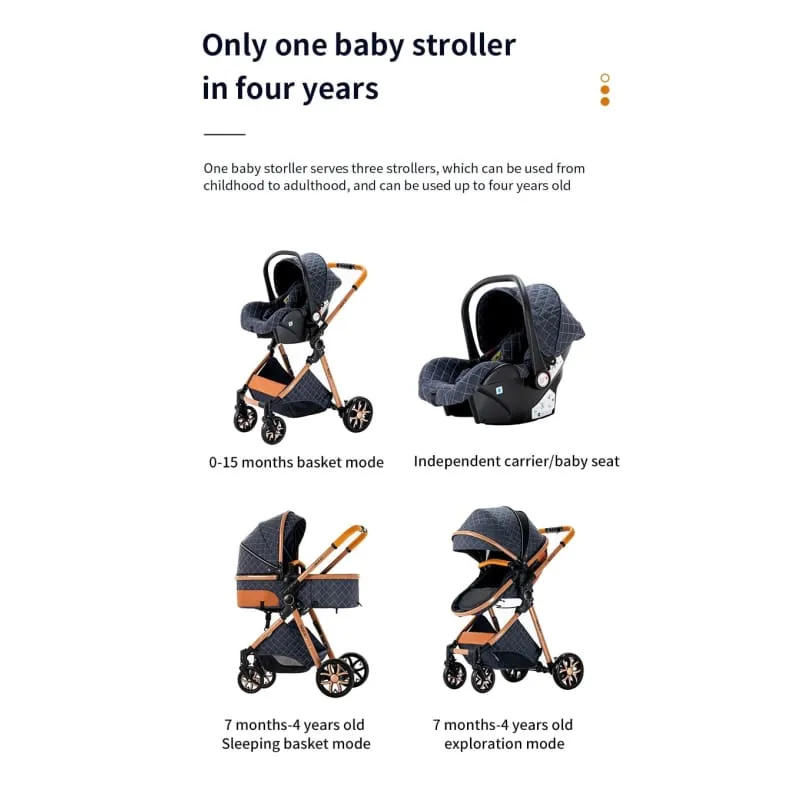 MZCV9Lux - High Landscape Reclining Foldable 3-in-1 Baby Stroller