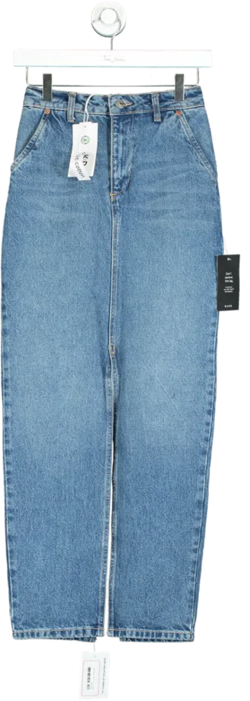 NA-KD Light Blue Slit Detailed Maxi Denim Skirt UK 6