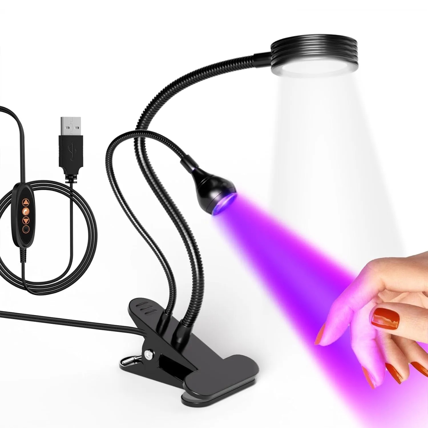 Nail Lamp LED Nail Manicure Dryer Curing Light with Black Gooseneck and Clamp for Gel Nails