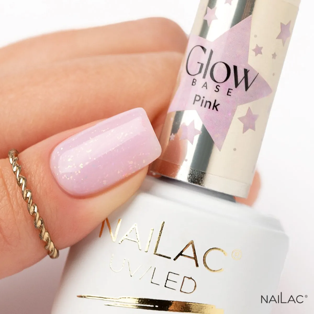 NaiLac Hybrid UV/LED Rubber Base Glow Pink