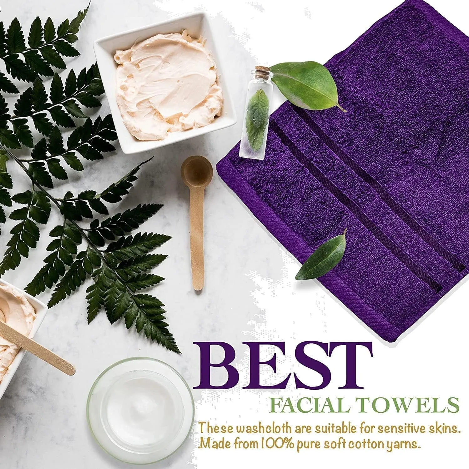Naomi Face Washcloths Hotel Spa Quality 650GSM Large Face Flannels