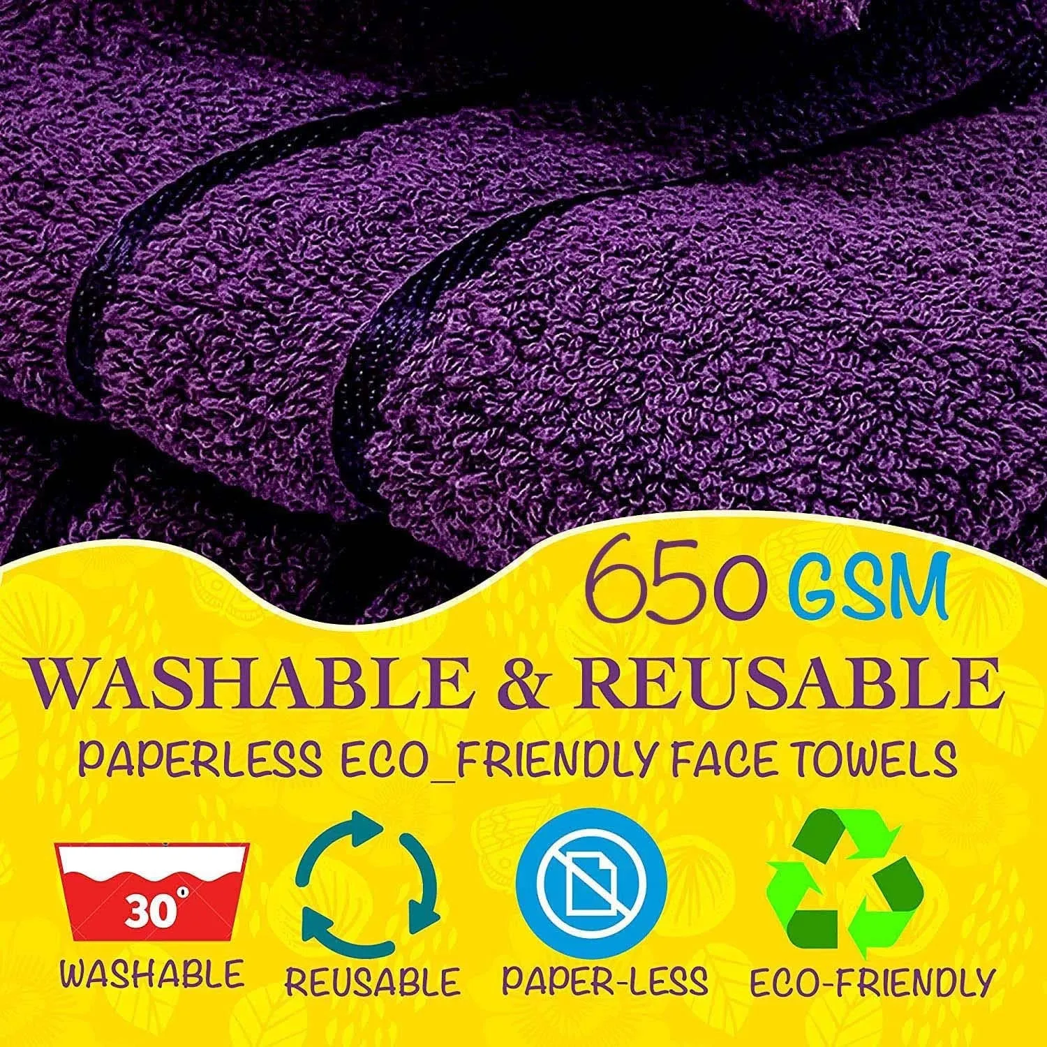 Naomi Face Washcloths Hotel Spa Quality 650GSM Large Face Flannels