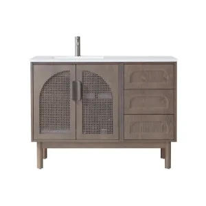 Nara 2 Doors And 3 Drawers Bathroom Vanity with Quartz Countertop - Floor Mount - 48" Wood/Chestnut Oak