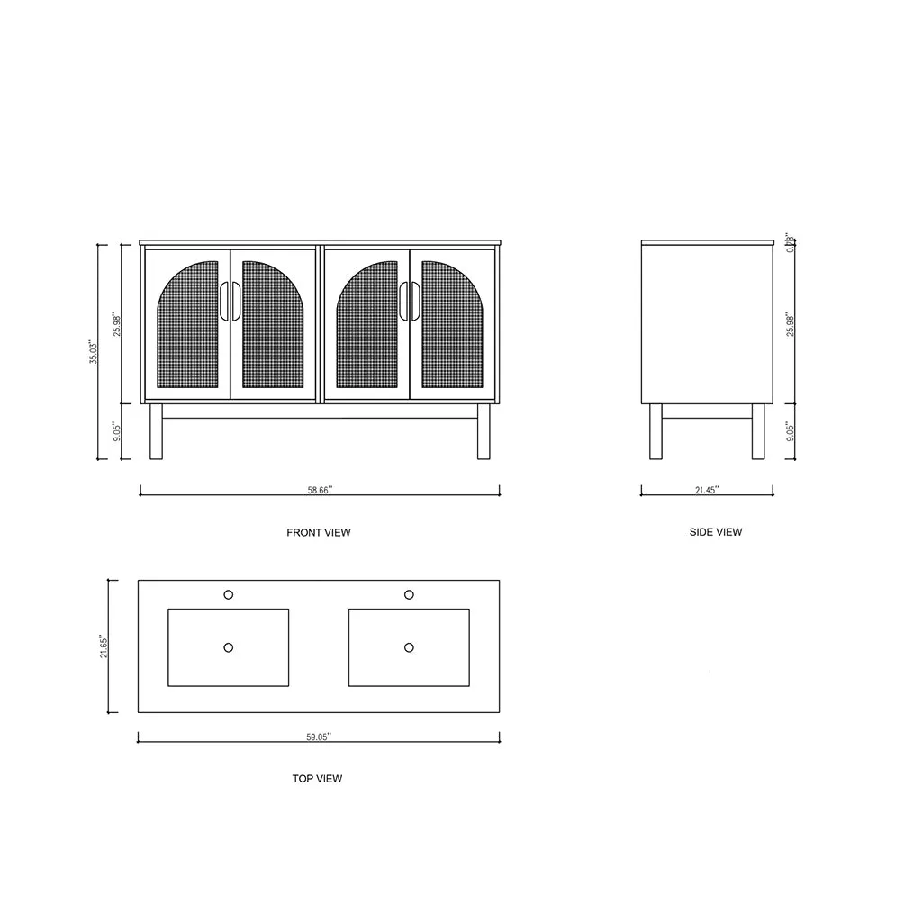 Nara 4 Doors Bathroom Vanity with Quartz Countertop - Floor Mount - 60" Wood/Chestnut Oak