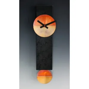Narrow Black and Copper Pendulum Wall Clock by Leonie Lacouette