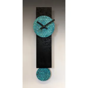 Narrow Black and Verdigris Pendulum Wall Clock by Leonie Lacouette