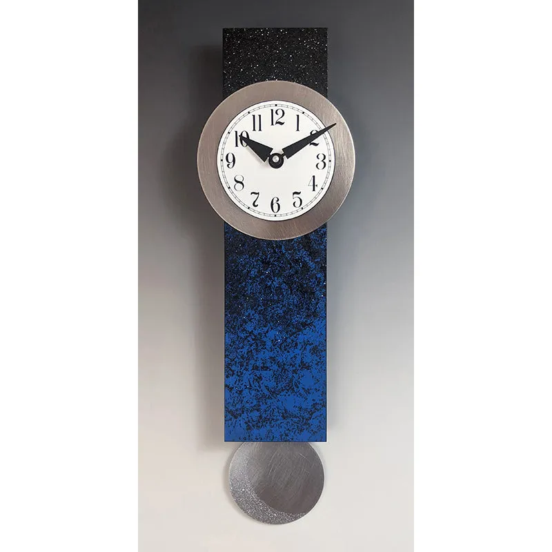Narrow Moon Wall Clock with Numbered Face and Pendulum by Leonie Lacouette