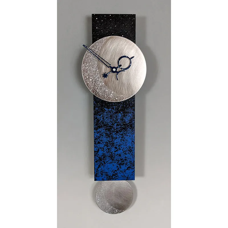 Narrow Moon Wall Clock with Pendulum by Leonie Lacouette