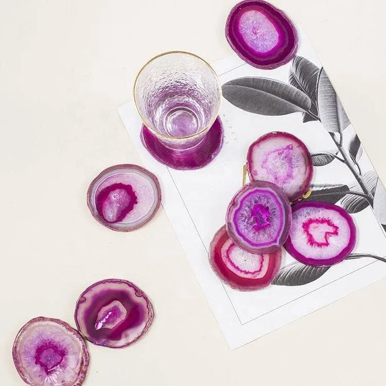 Natural Jasper Luxury Agate Round Coasters - Black Diamonds New York