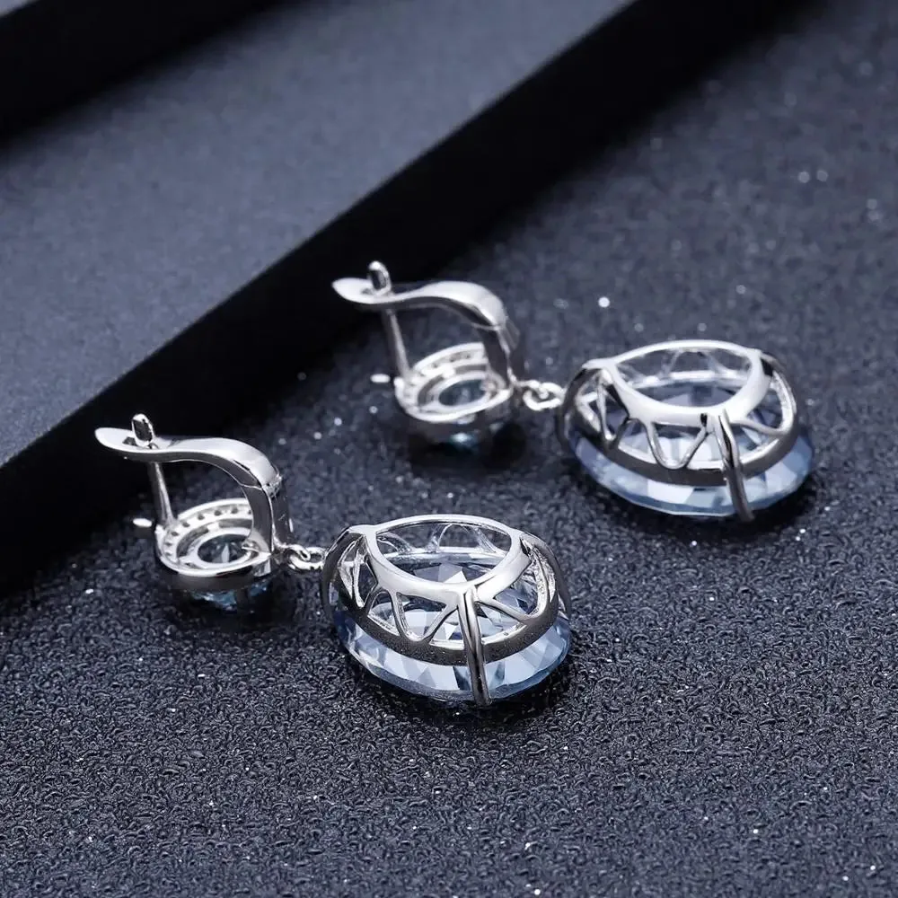 Natural Mystic Quartz Topaz Drop Earrings 925 Sterling Silver