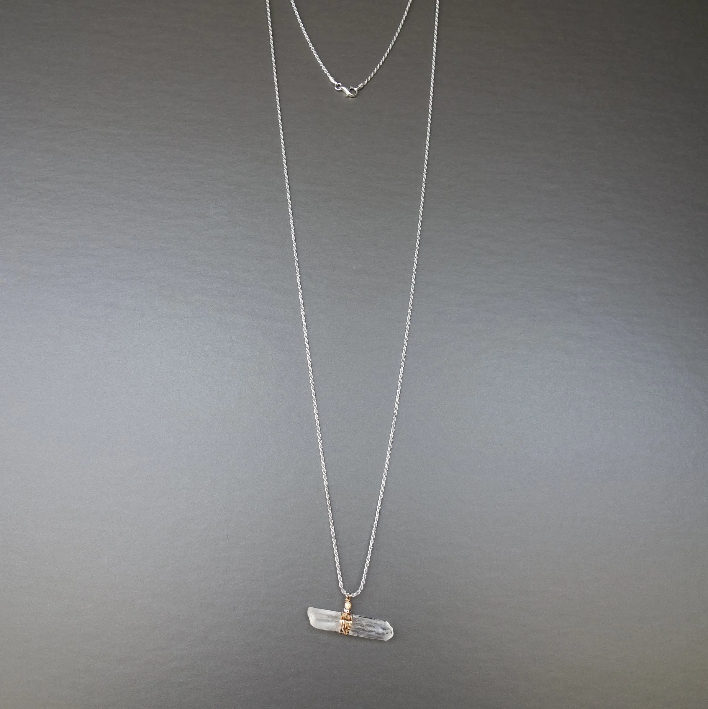 Natural Quartz Crystal wire wrapped in Gold
