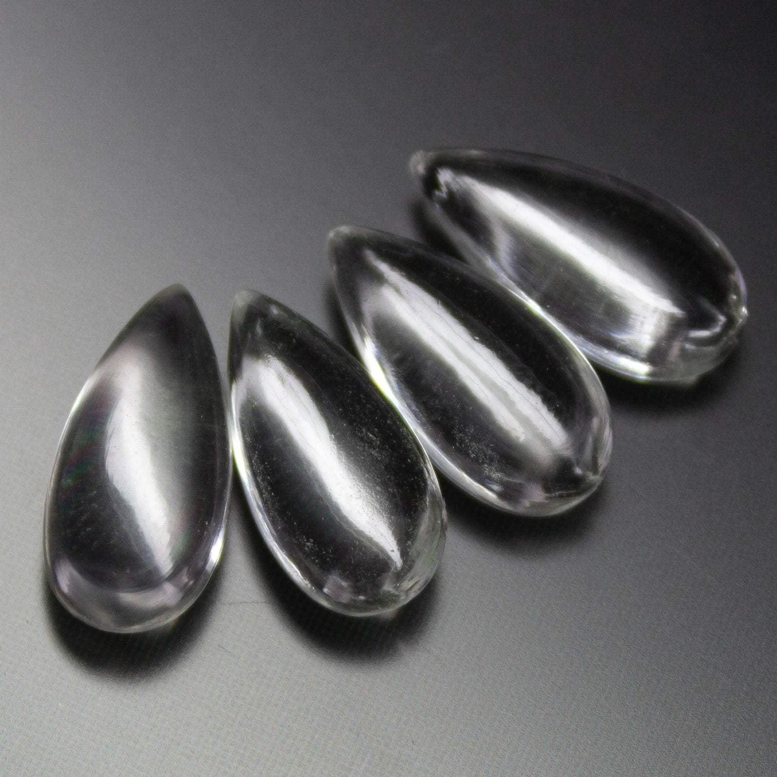 Natural Rock Crystal Quartz Smooth Pear Drops Briolette Gemstone Beads - Stunning Elegant Pairs ONE matching pair, 15x8mm