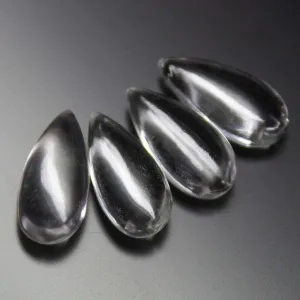 Natural Rock Crystal Quartz Smooth Pear Drops Briolette Gemstone Beads - Stunning Elegant Pairs ONE matching pair, 15x8mm